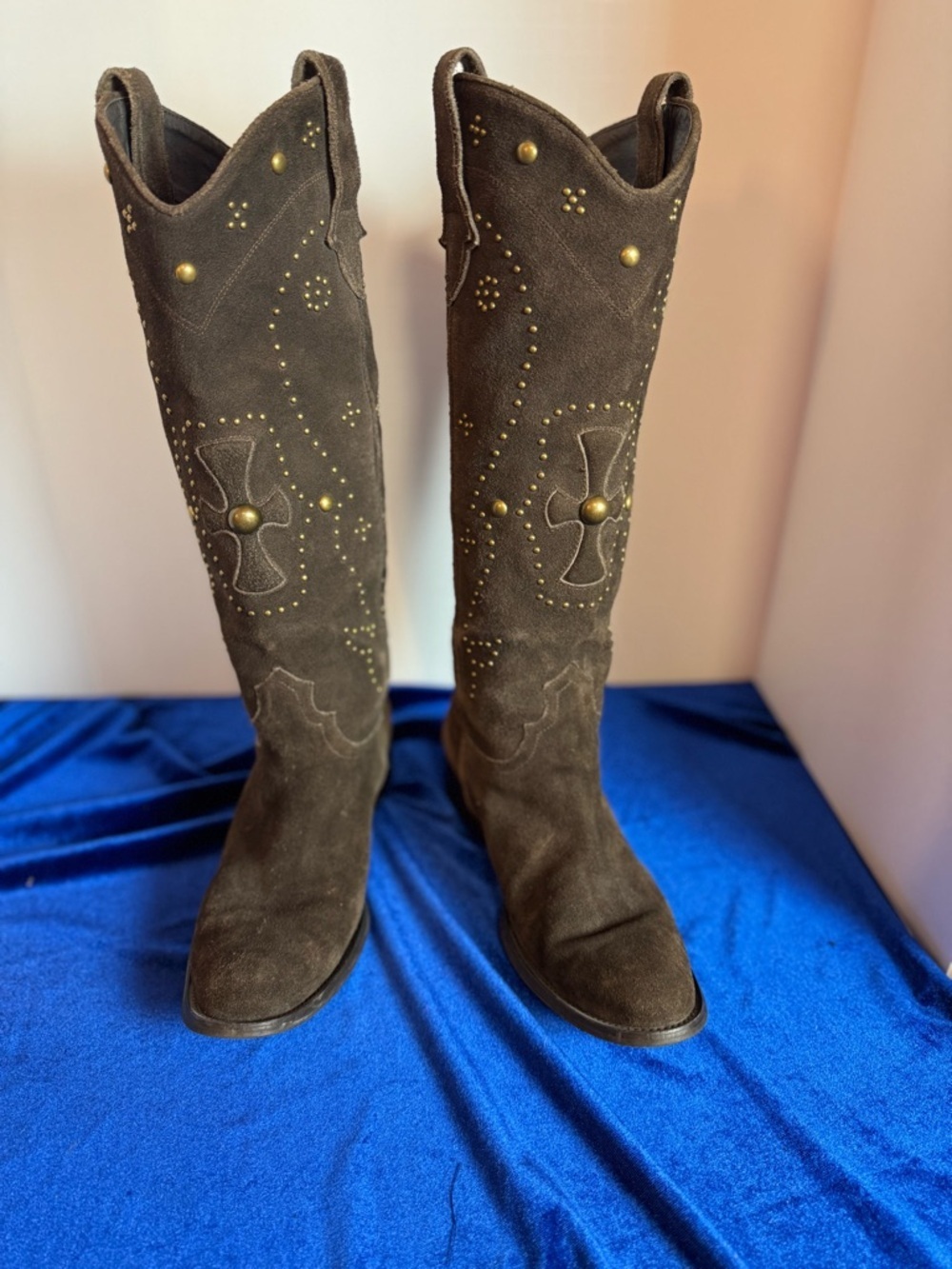 Elle Brown Vegan Suede Festival Studded Boots